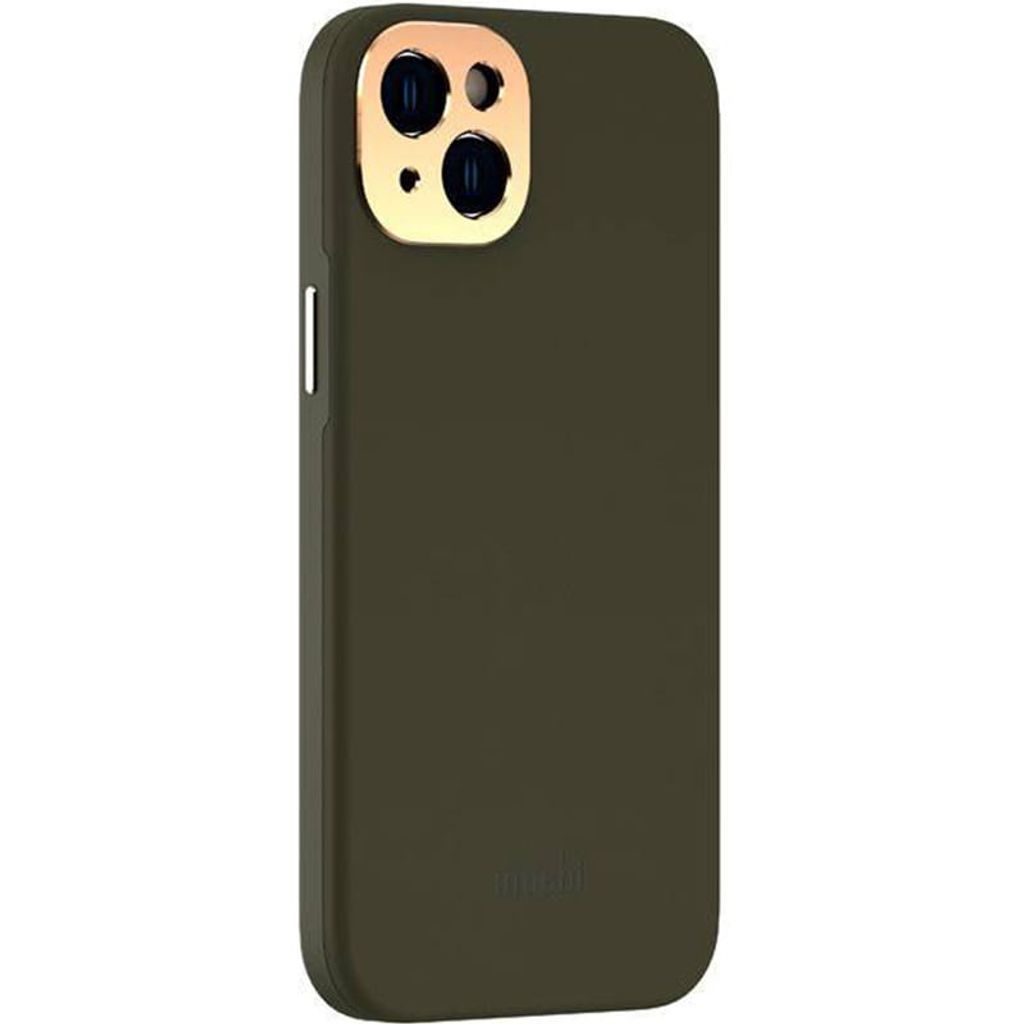 Moshi, MagSafe-Hülle iPhone 14 Plus Napa Slim aus Leder, edel & hart, Olivgrün