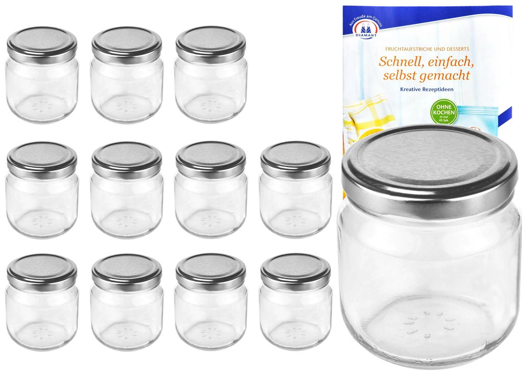 12er Set Rundglas 212 ml nieder To 66 silberner Deckel Produktbild 