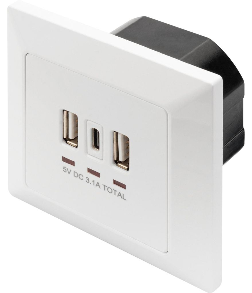 DIGITUS Unterputz Ladedose USB 2x USB A 1x USB Type-C, Produktbild 