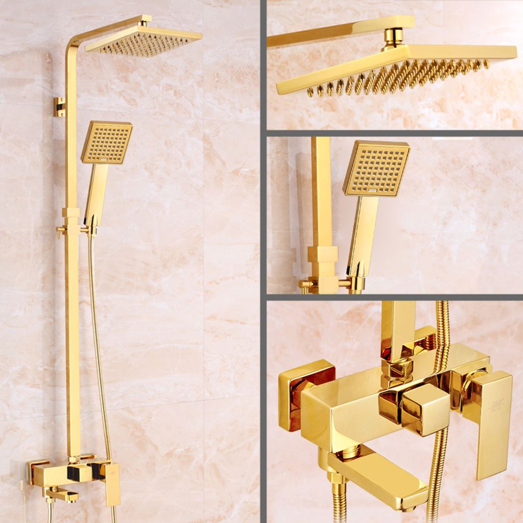 Goldenes Kupfer Duschset, Wasserhahn, Wandmontage, heiße Produktbild 