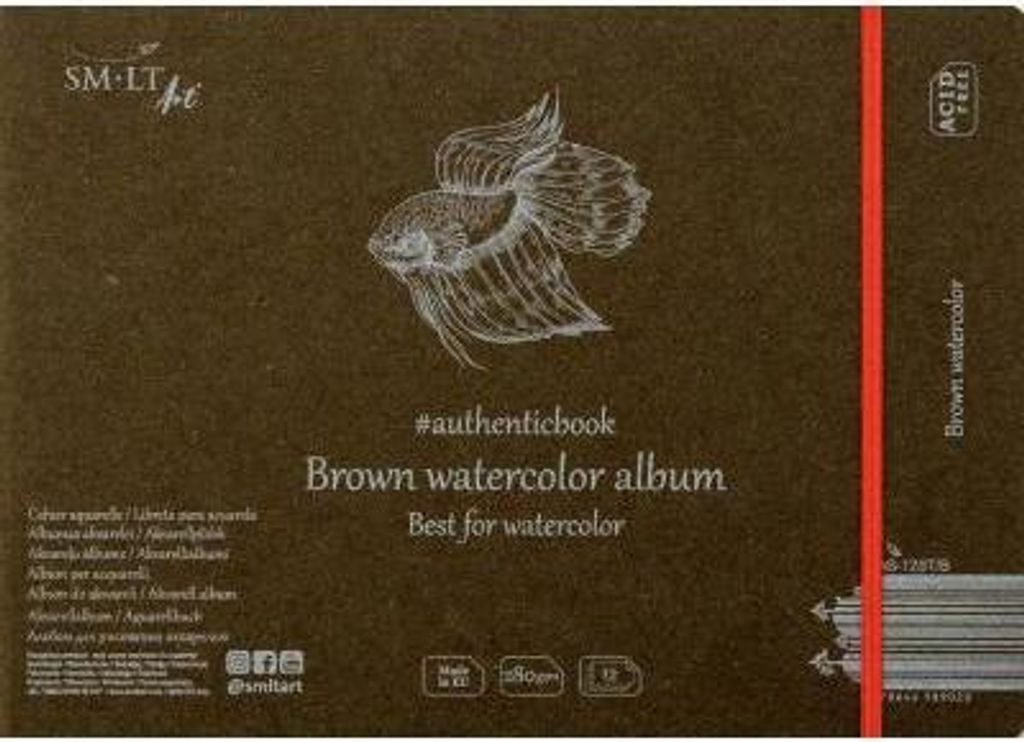 SMLT Skizzenalbum Aquarellpapier 24,5x17,6 cm 280g 12 Blatt braun
