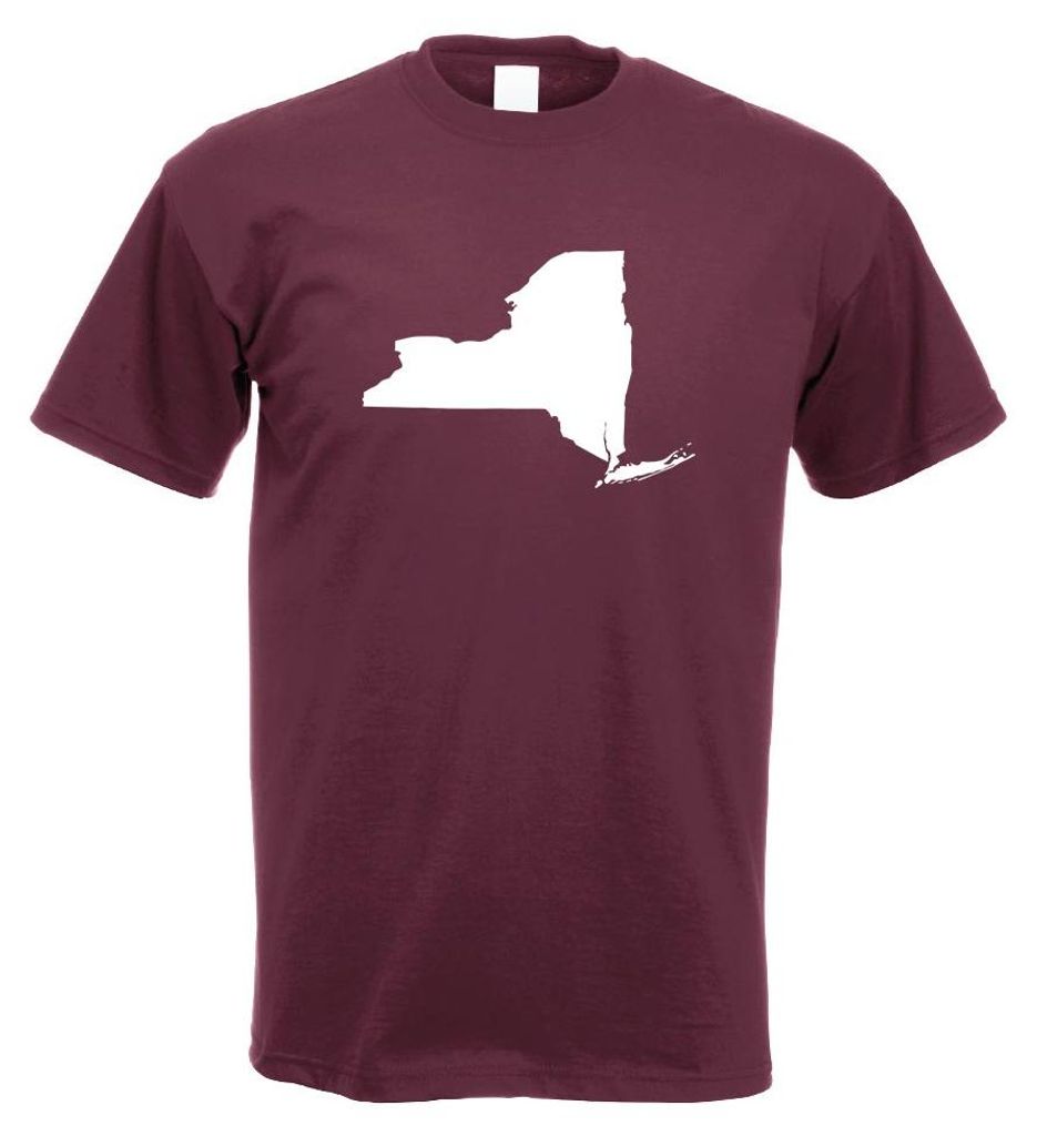 Kiwistar - T-Shirt - Burgund - USA - Bundesstaat - New York Herren Funshirt Bedruckt Design Sprüche Spruch Motive - mit Motiv Bedruckt - Funshirt ...