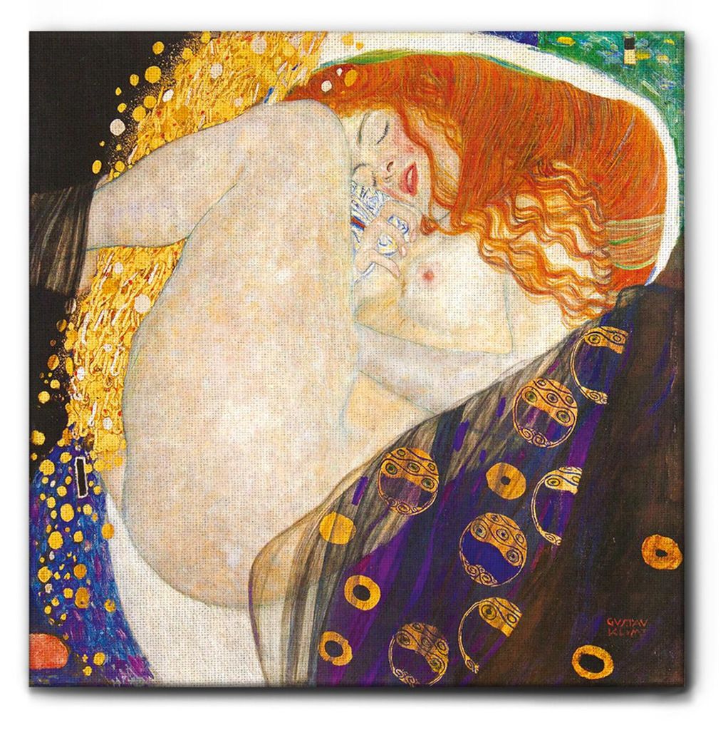 Giallobus - Danae - Gustav Klimt - 100L x 100B cm - Bild - Premium Loom Canvas mit hoher Dicke