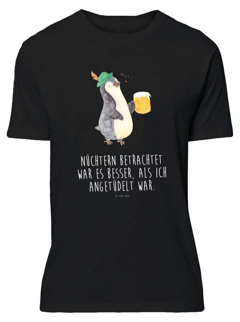 Mr. & Mrs. Panda Tshirt Pinguin Bier - Schwarz - Geschenk, oberteil, , Jersey-Shirt, S T-Shirt, Beschwippst, Angetüdelt, Statement-Shirt, Feierabend