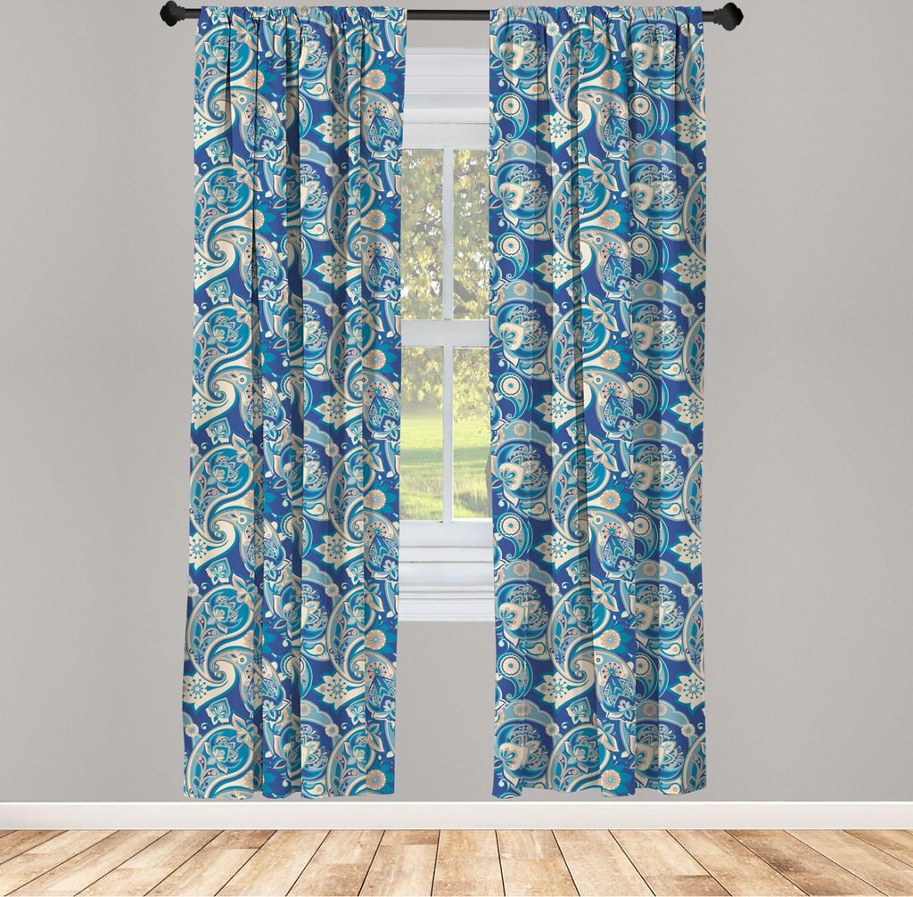 ABAKUHAUS Paisley Vorhänge, Gardinen, Authentischer Asiat inspiriert Floral Persian Fashion Boho Kunst Illustration Print, 2 Stück 75 x 245 cm, ,...