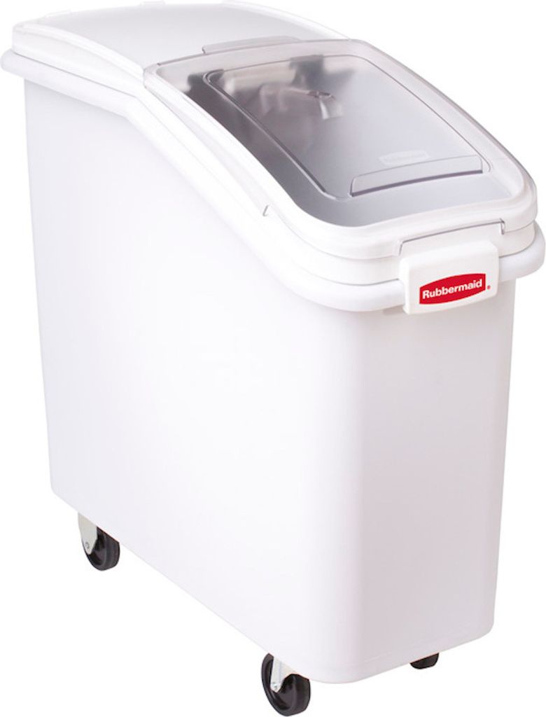 Rubbermaid Vorratsystem auf Rollen mit Schiebedeckel | 79 Liter, HxBxT 71x33,5x74cm | Weiß mit transparentem Deckel