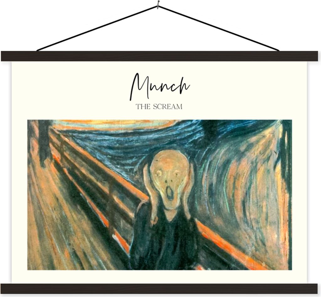 MuchoWow Textilposter Kunst - Munch - Der Schrei 150x113 cm mit schwarzem Rahmen - Wohnzimmer