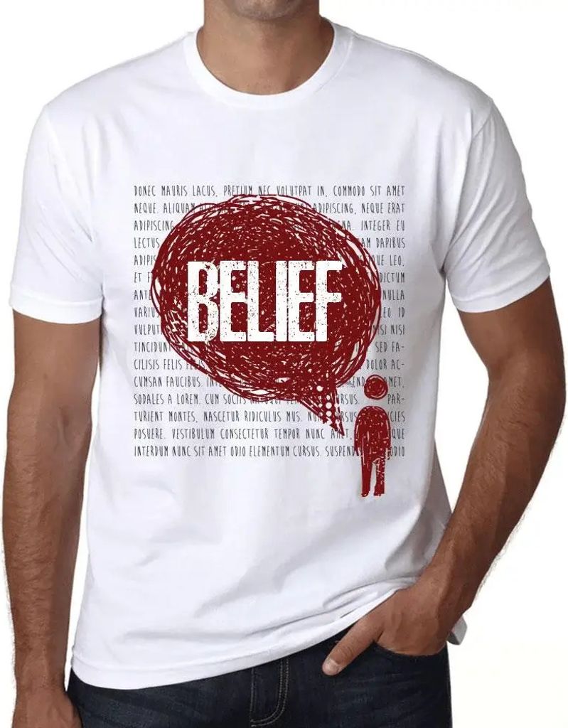 Herren Grafik T-Shirt Gedanken Glaube – Thoughts Belief – Öko-Verantwortlich Vintage Jahrgang Kurzarm Lustige Druck Geburtstag Geschenk Mann