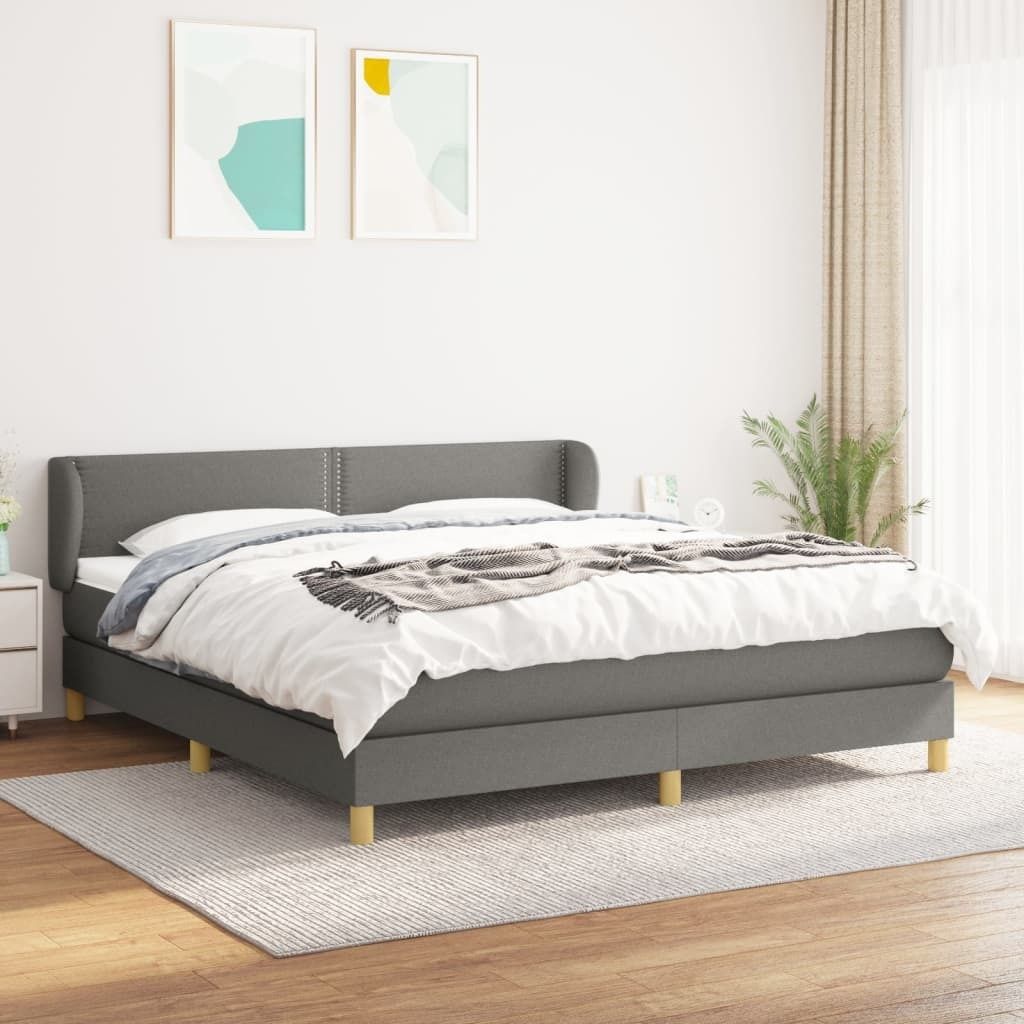 Maison Exclusive - Boxspringbett mit Matratze Dunkelgrau 180x200 cm Stoff