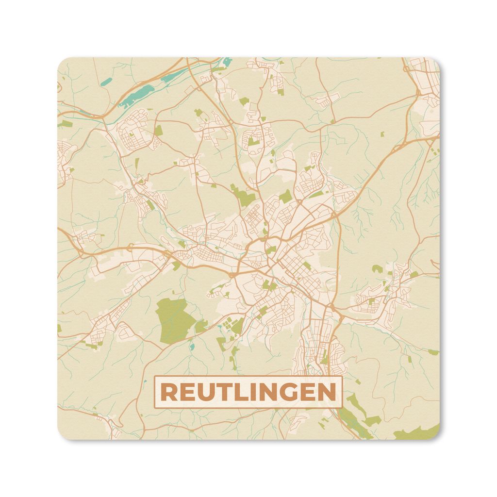 MuchoWow Mauspad Mousepad Stadtplan - Reutlingen - Vintage - Stadtplan 30x30 cm - Mousepads - Maus Mat - Pad - Mausunterlage - Gaming