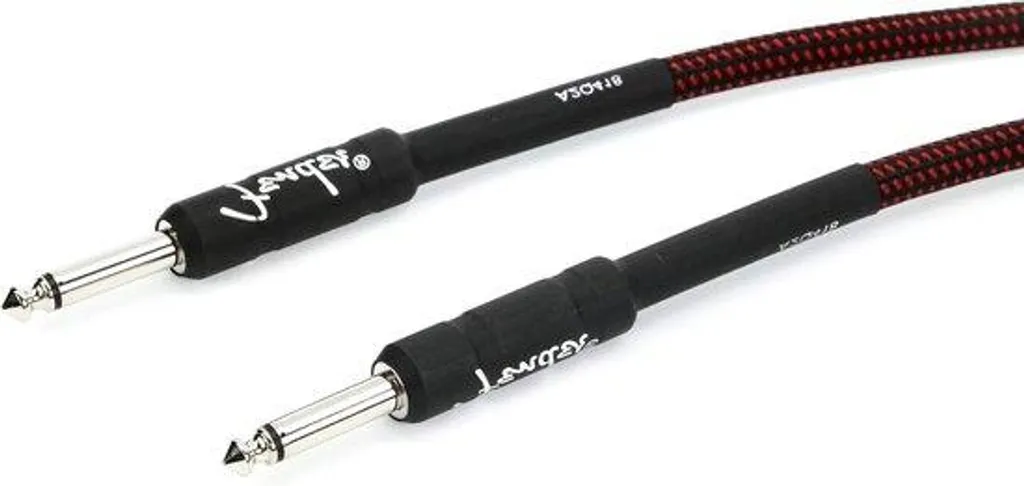 Câble Guitare 7,5m Rouge Tweed : Jack droit anti-nœuds haute fidélité