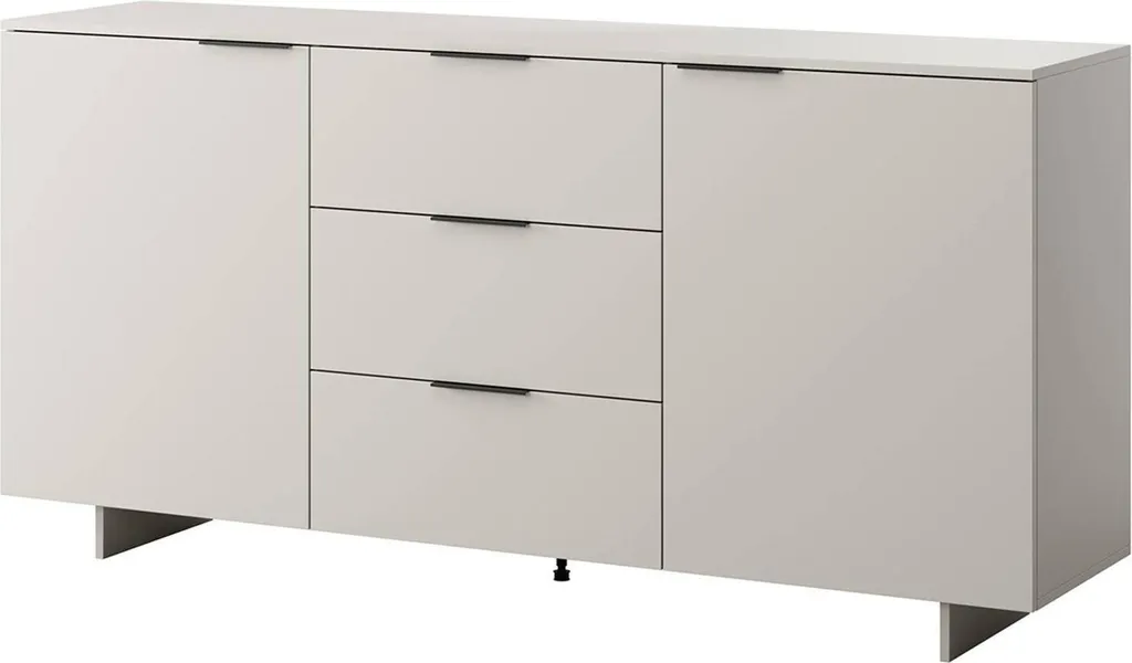 Buffet Neiv 180x42x90 cm Beige avec 2 Étagères de Rangement Design