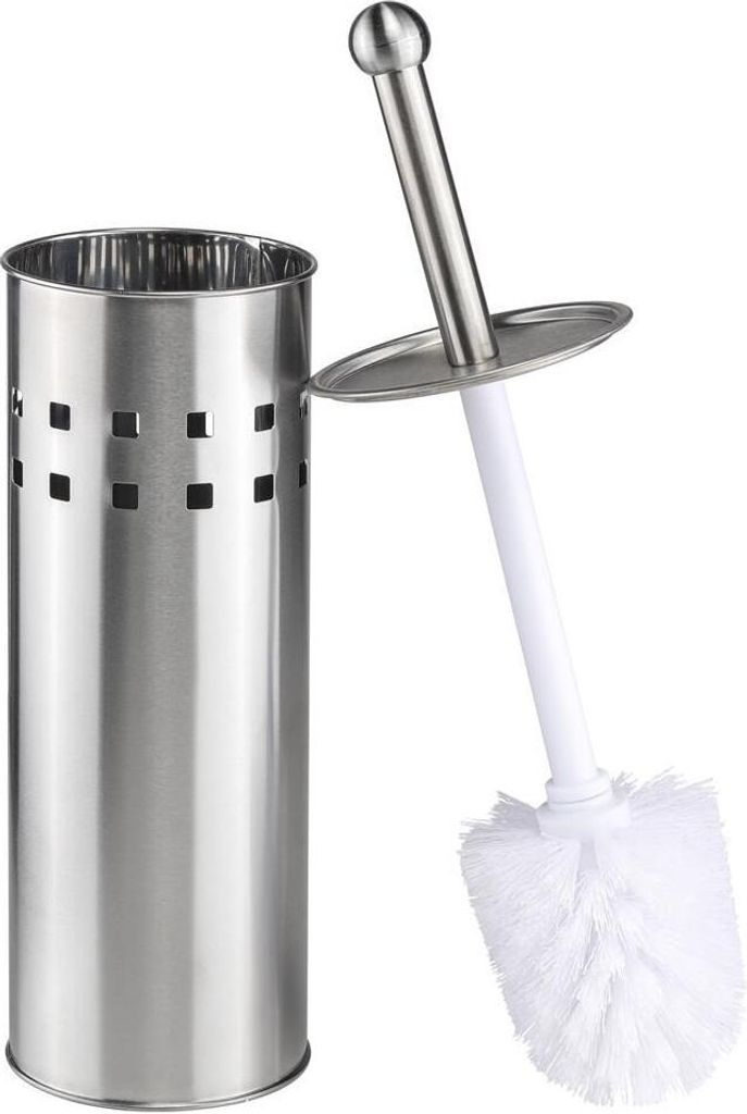 Bambelaa! 2er Set Klobürste mit Halter WC-Bürste WC-Garnitur WC-Bürstenhalter Edelstahl Silber Weiß