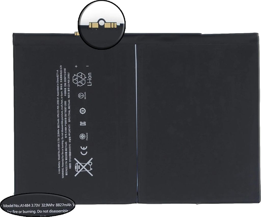 TRADEBIT Akku Ersatz kompatibel für Apple iPad Air 1 iPad 5/7/8 A1484 A1822 - Li-Ion - 8827 mAh