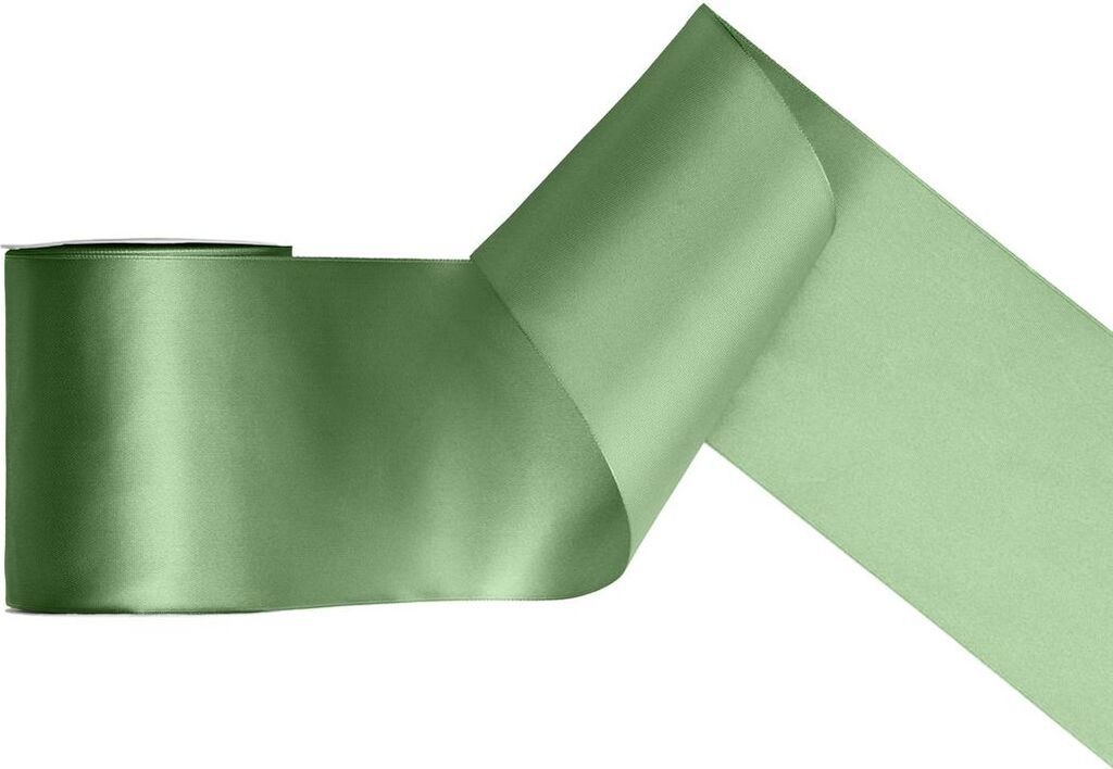 Dekoratives Satinband in Salbeigrün, 10 cm x 25 m