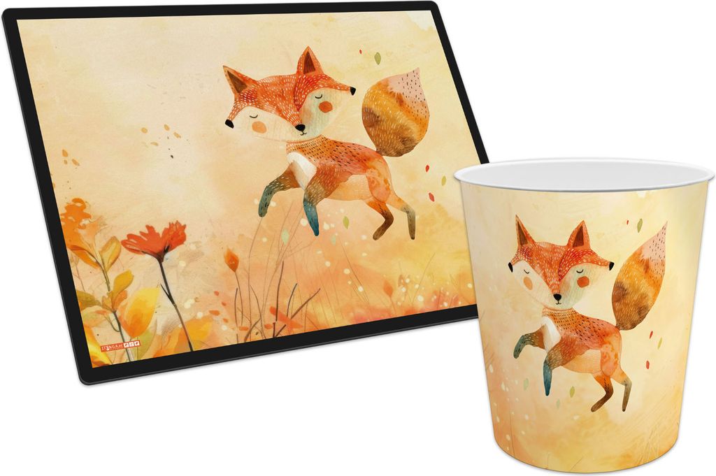 itenga Papierkorb mit Schreibunterlage Motiv FUCHS Set