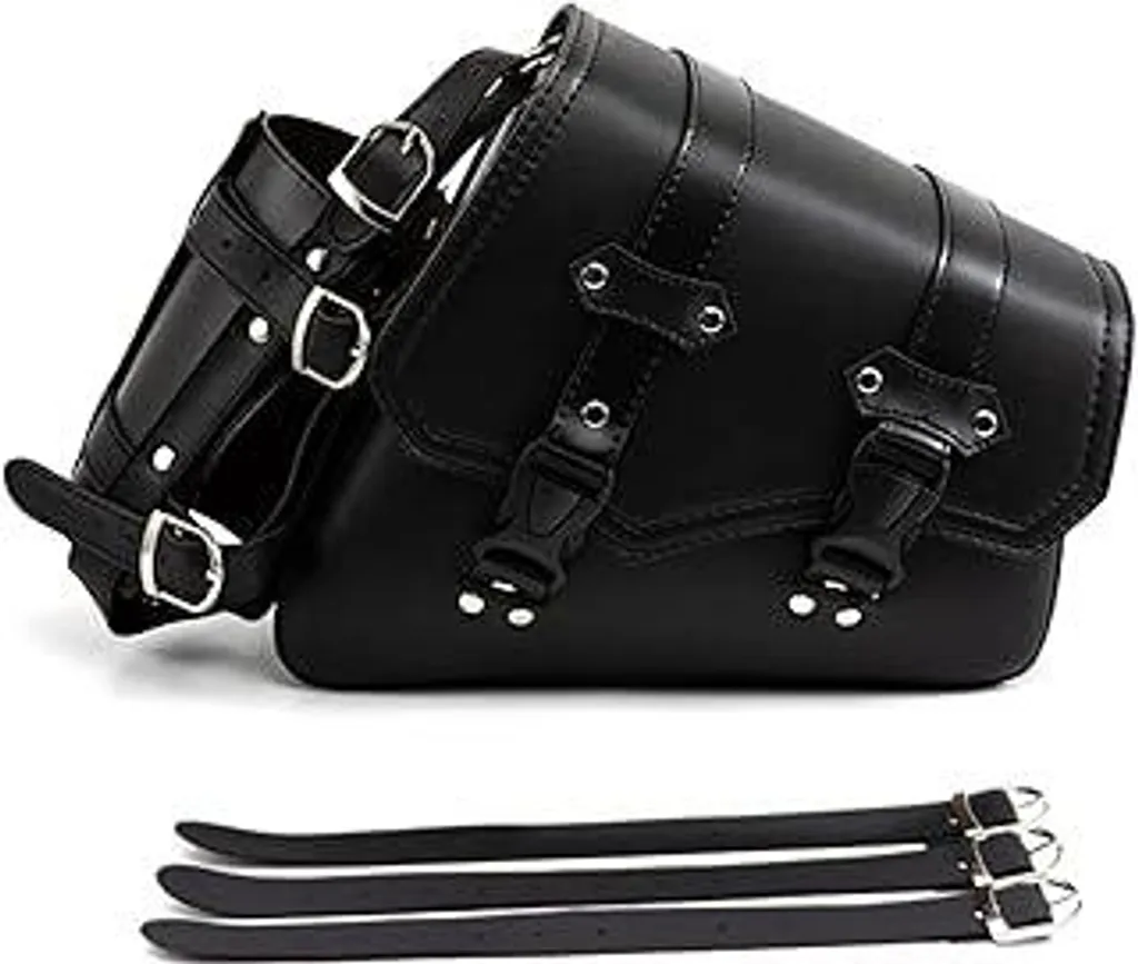 Borsa Moto Triangolare Vintage Nera: Porta Attrezzi e Bottiglia Destro