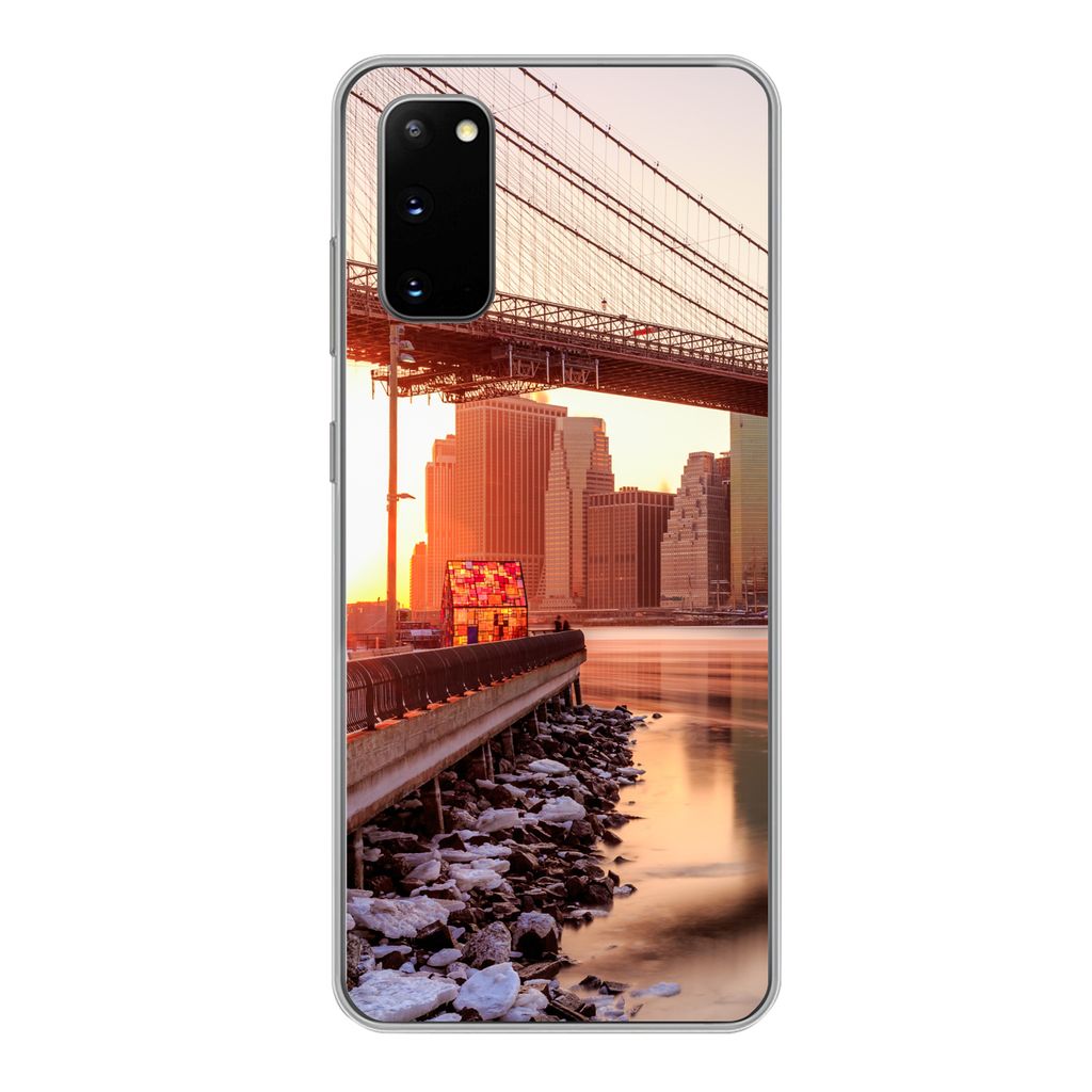 MuchoWow Handyhülle Schutzhülle Hülle für Samsung Galaxy S20 New York - Brooklyn - Brücke Silikon Softcase Handy Hülle - Bild