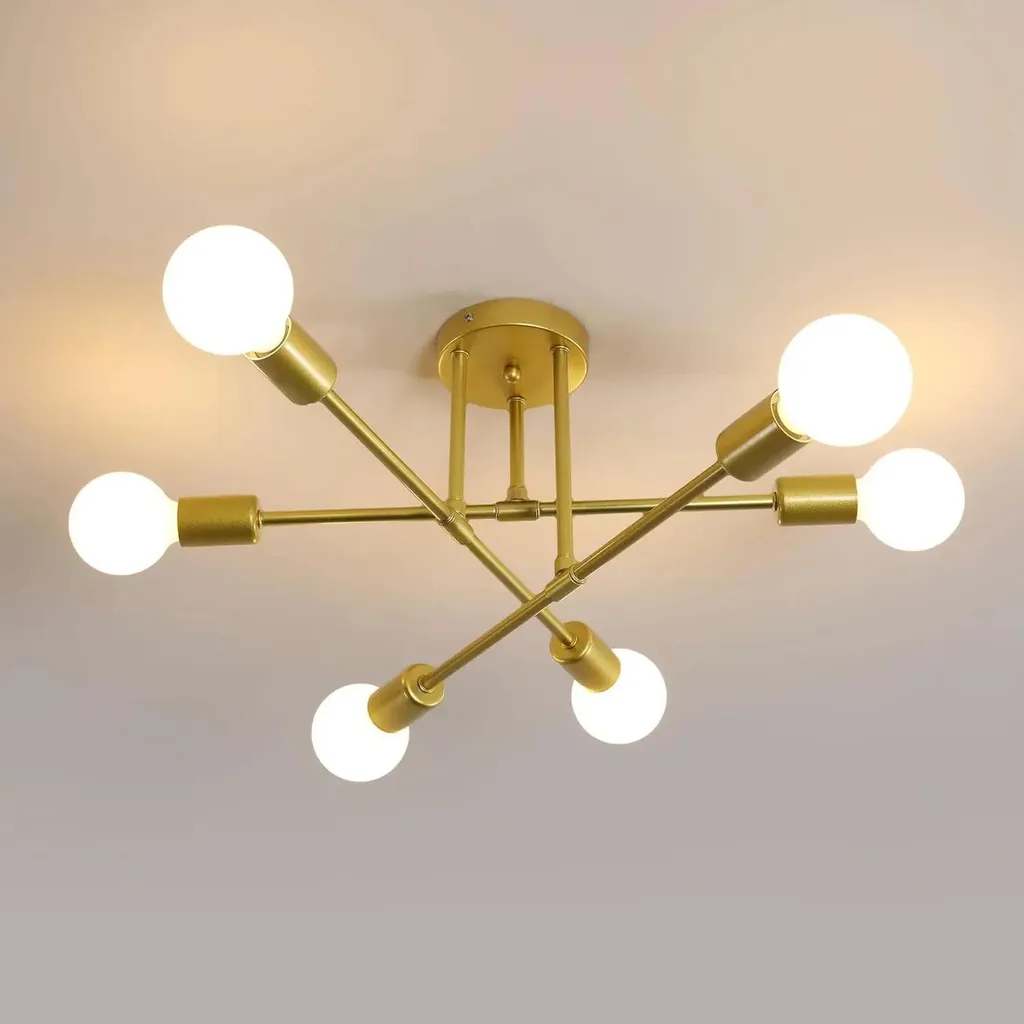 Plafonnier Sputnik 6 Douilles E27 Structure Fer Robuste Style Rétro - 2