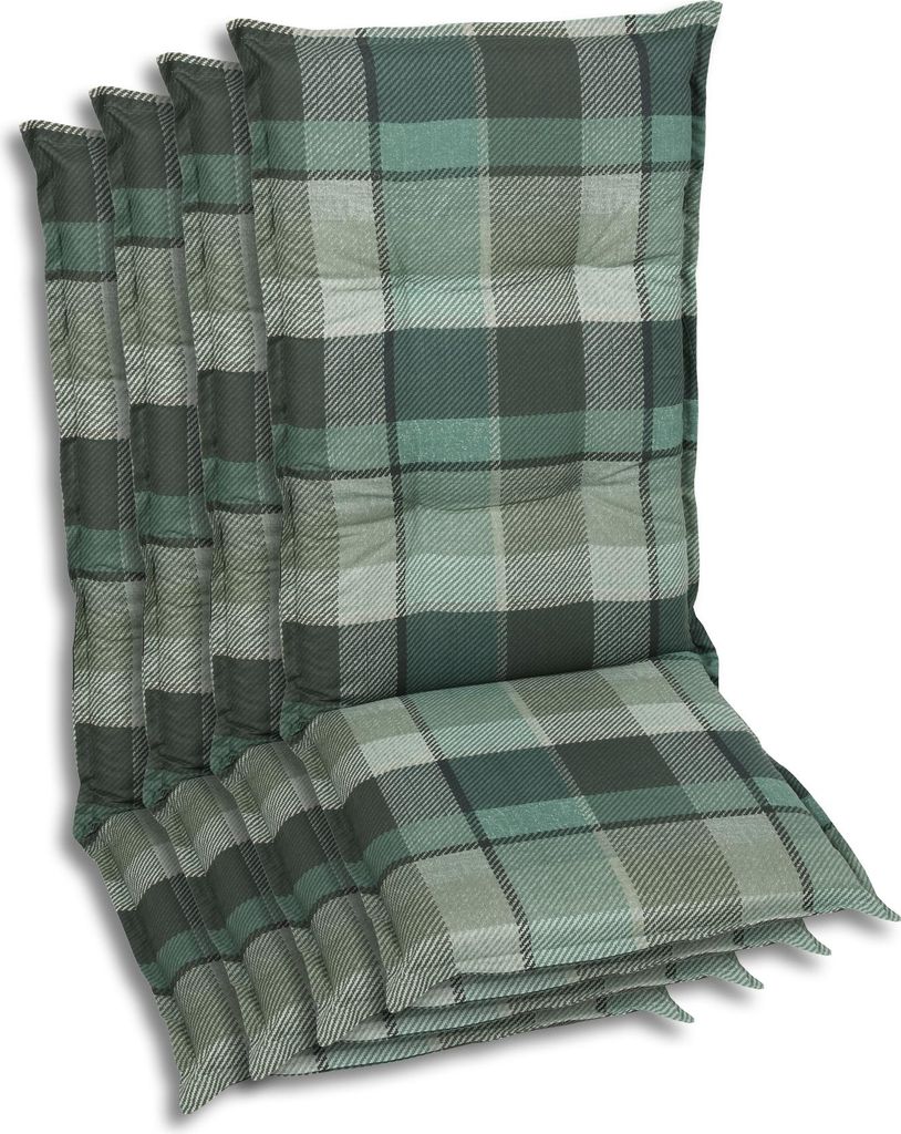 GO-DE Textil, Sesselauflage Hochlehner, 4er-Set, Farbe: grün, Maße ca.: 120 cm x 50 cm x 6 cm