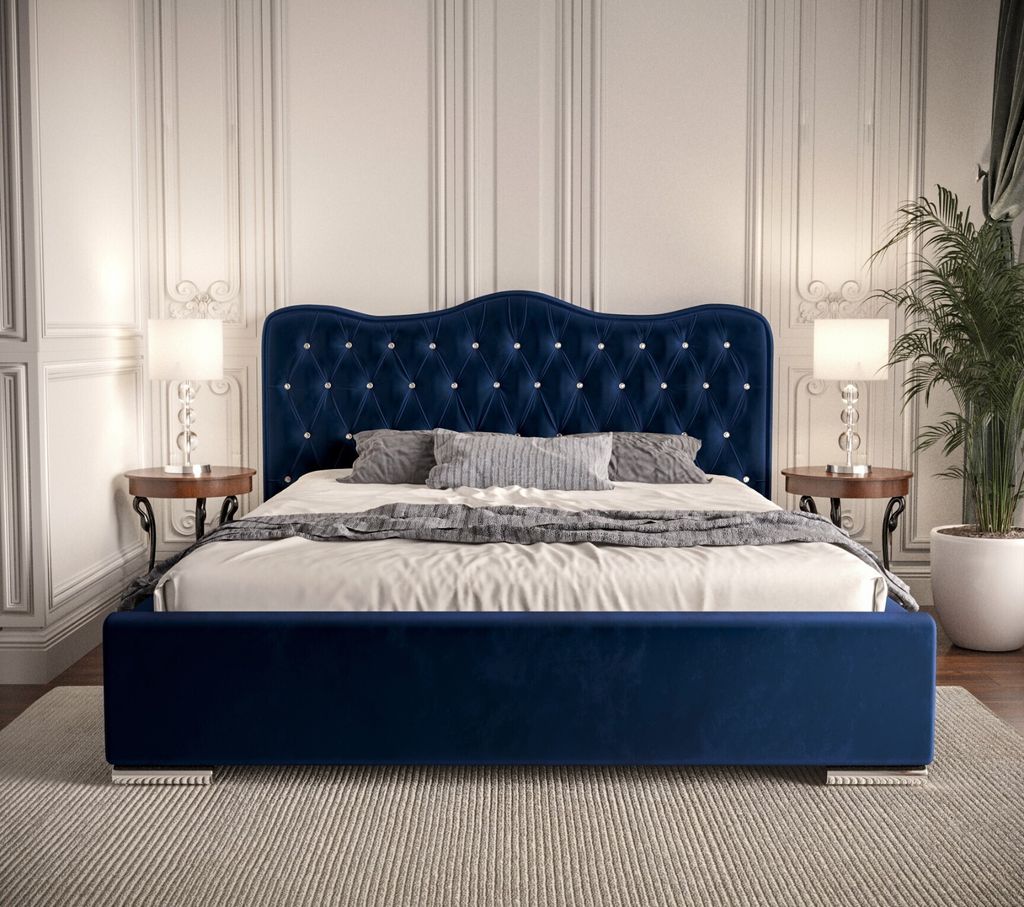 FURMEB24 Elegantes Bett 140200 Steppbett Crystal Royal mit Containerrahmen