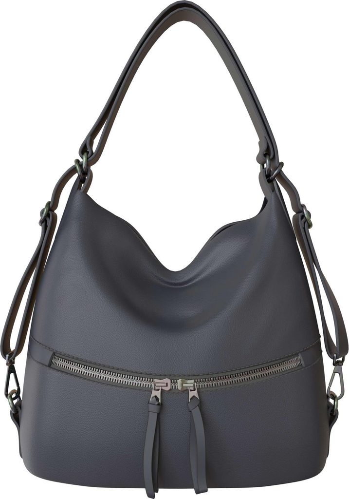 Damen Shopper Tasche groß Hobo Bag – vegane Leder Schultertasche mit Rucksackfunktion, 34x36x12 cm, geräumige Umhängetasche für Alltag & Bür...