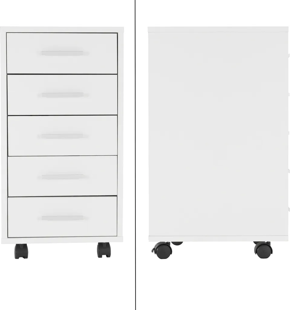 Caisson de Bureau Blanc à Roulettes avec 5 Tiroirs Spacieux - Set de 2 - 2