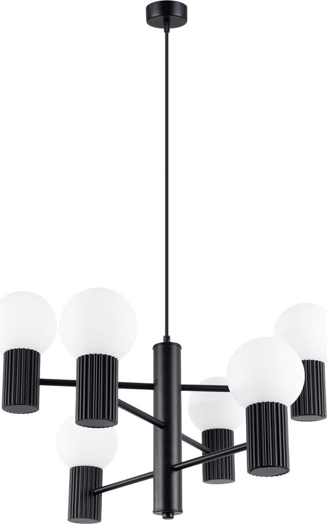 Kronleuchter HALO 6 schwarz 6xG9 8W Aluminium 230x64x64cm Sollux Lighting