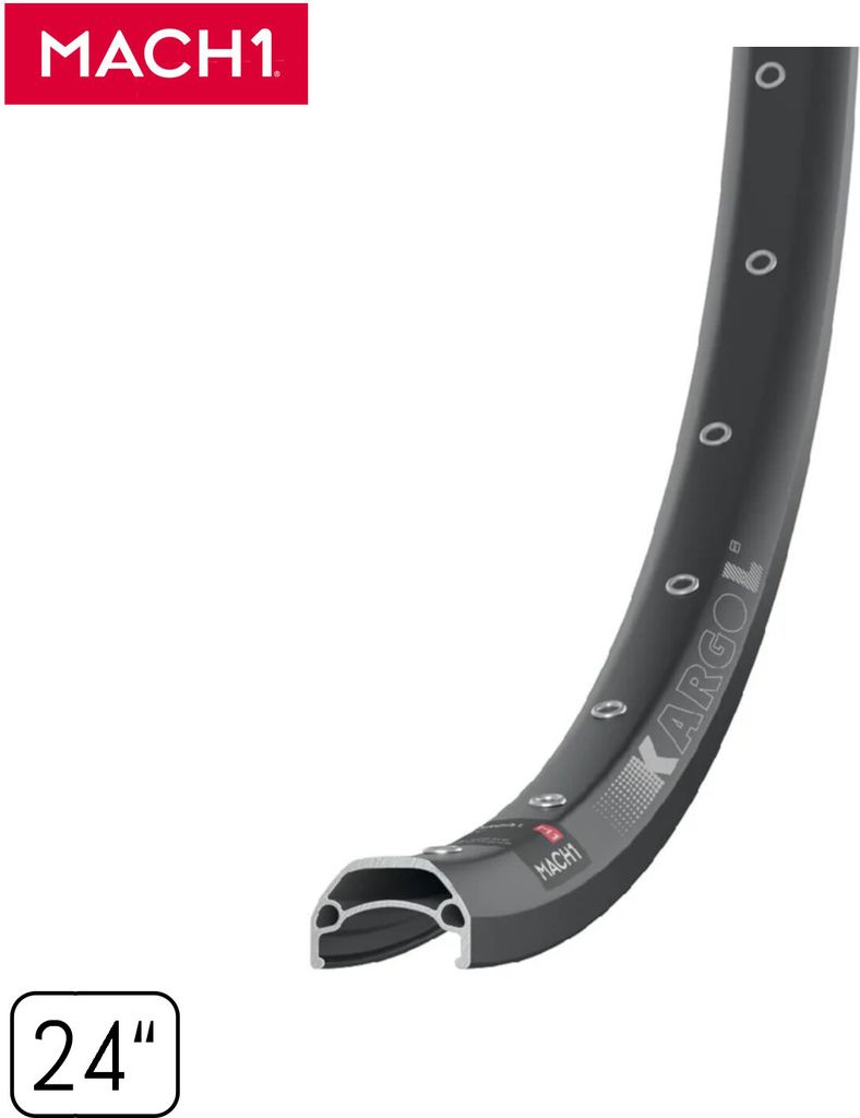 windmeile | Mach1 Felge KargoL in 24 Zoll für E-Bike, Longtail und Cargo, in Silber, geöst 13G, für Scheibenbremse, Elektro Fahrrad, Pedelec