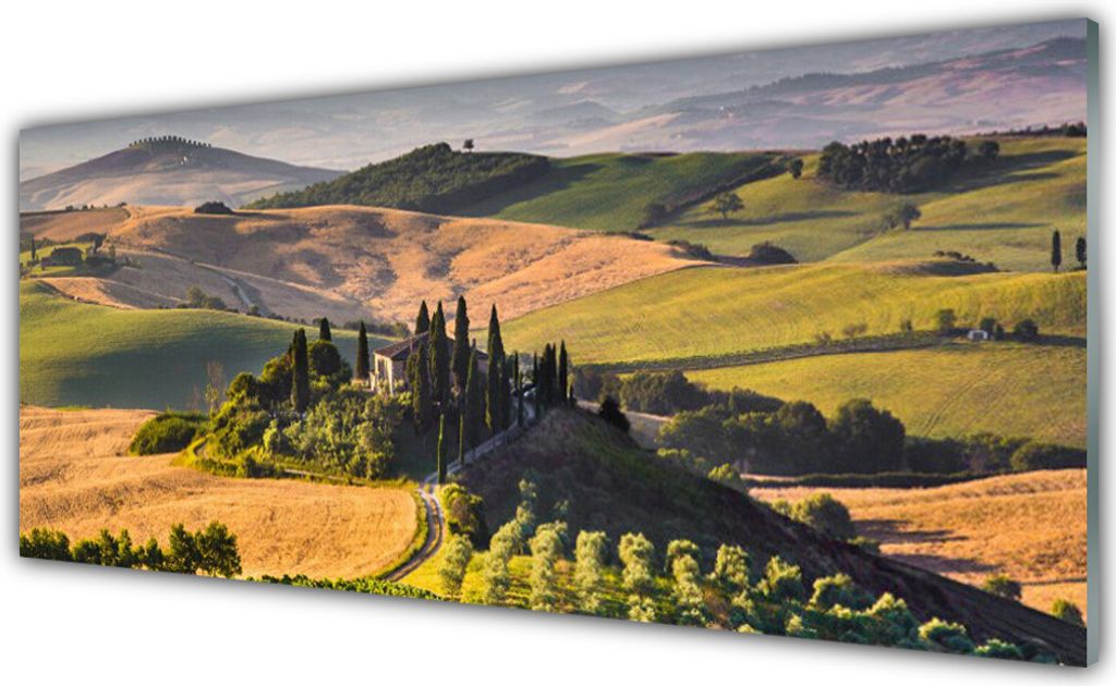 Küchenrückwand aus Glas 125x50cm Spritzschutz Acker Gebirge Landschaft