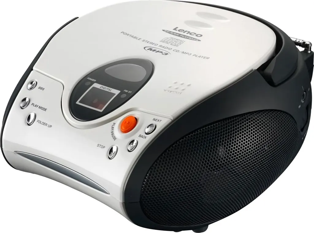 Sistema Radio CD Portatile Bianco | Stereo FM Alta Fedeltà Compatto