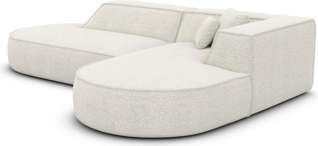Bouclé L-Form Lounge Sofa Liberia Weiß Rechts