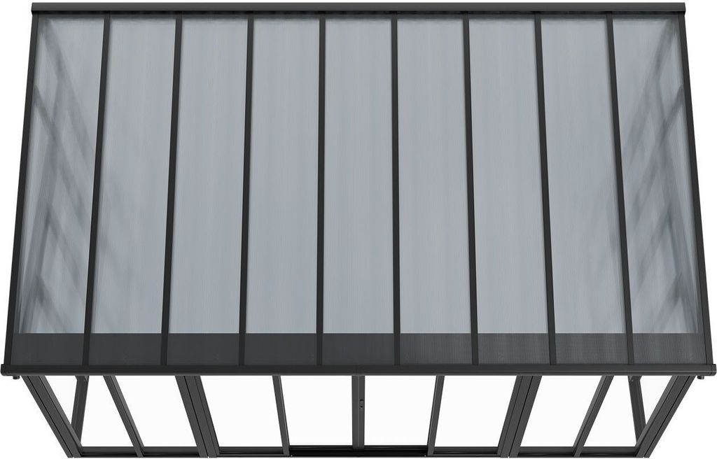 Juskys Wintergarten 12 M² – Mit Klaren Polycarbonat-Wänden, Doppelschiebetüren & UV-Schutz, Aluminium-Rahmen, Grau