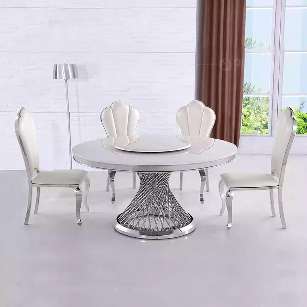 Runder Tisch Goldener Fuß Chrom Rundtisch Tische Esstische Luxus 130cm