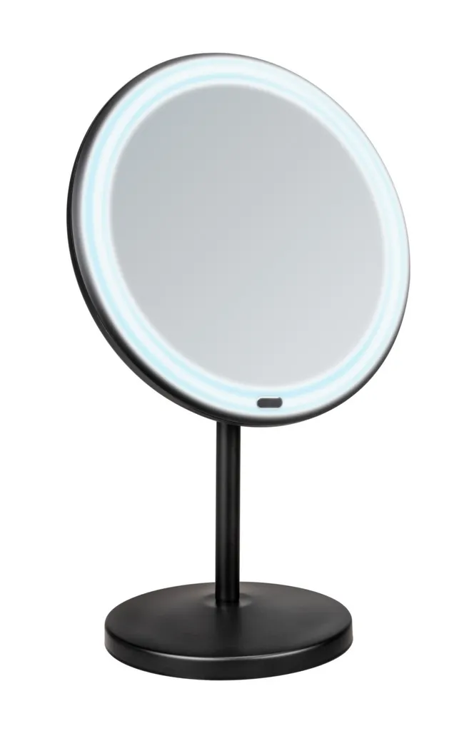 Miroir LED grossissant 5x WENKO ONNO noir mat avec éclairage intégré