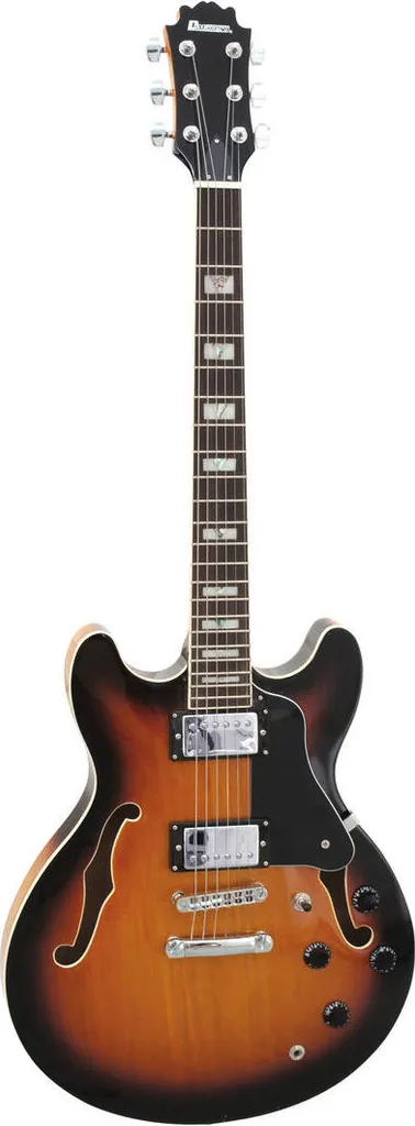 Guitare électrique jazz hollow body sunburst pour blues et swing