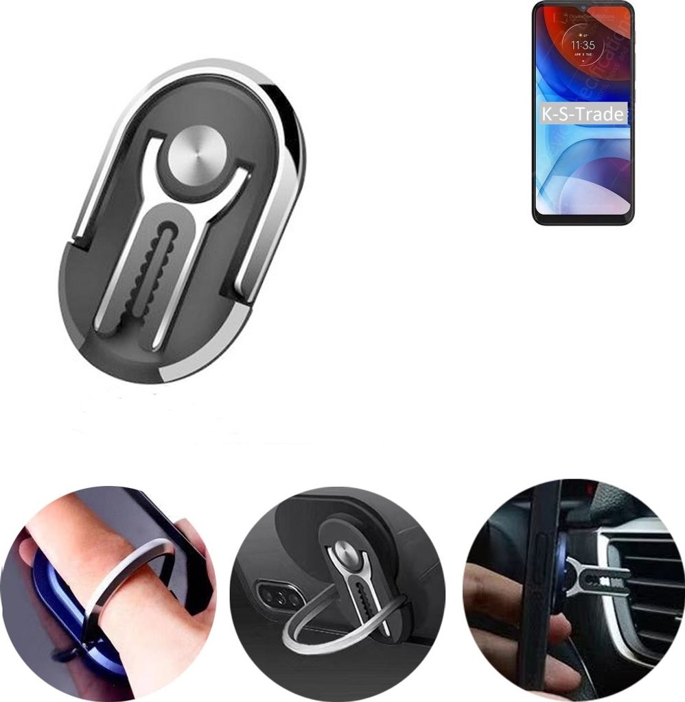 K-S-Trade 3in1 Smartphone-Ring Handy-Ring kompatibel mit Lenovo K13 Note Fingerhalterung Handyring Tischständer Lüftungsgitter-Halterung Tisch