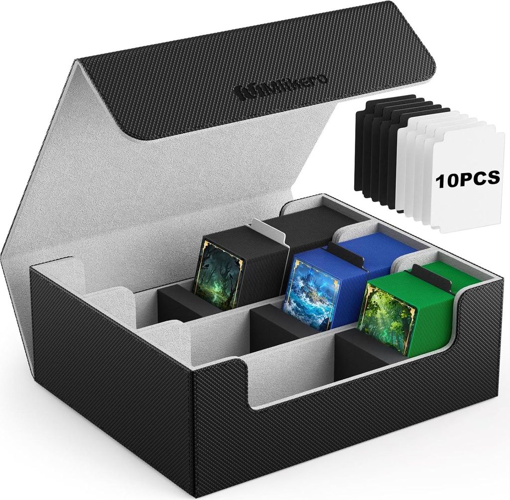 Sammelkarten-Aufbewahrungsbox für mehr als 1800 Karten mit magnetischem Verschluss und 10 Kartenunterteilungen