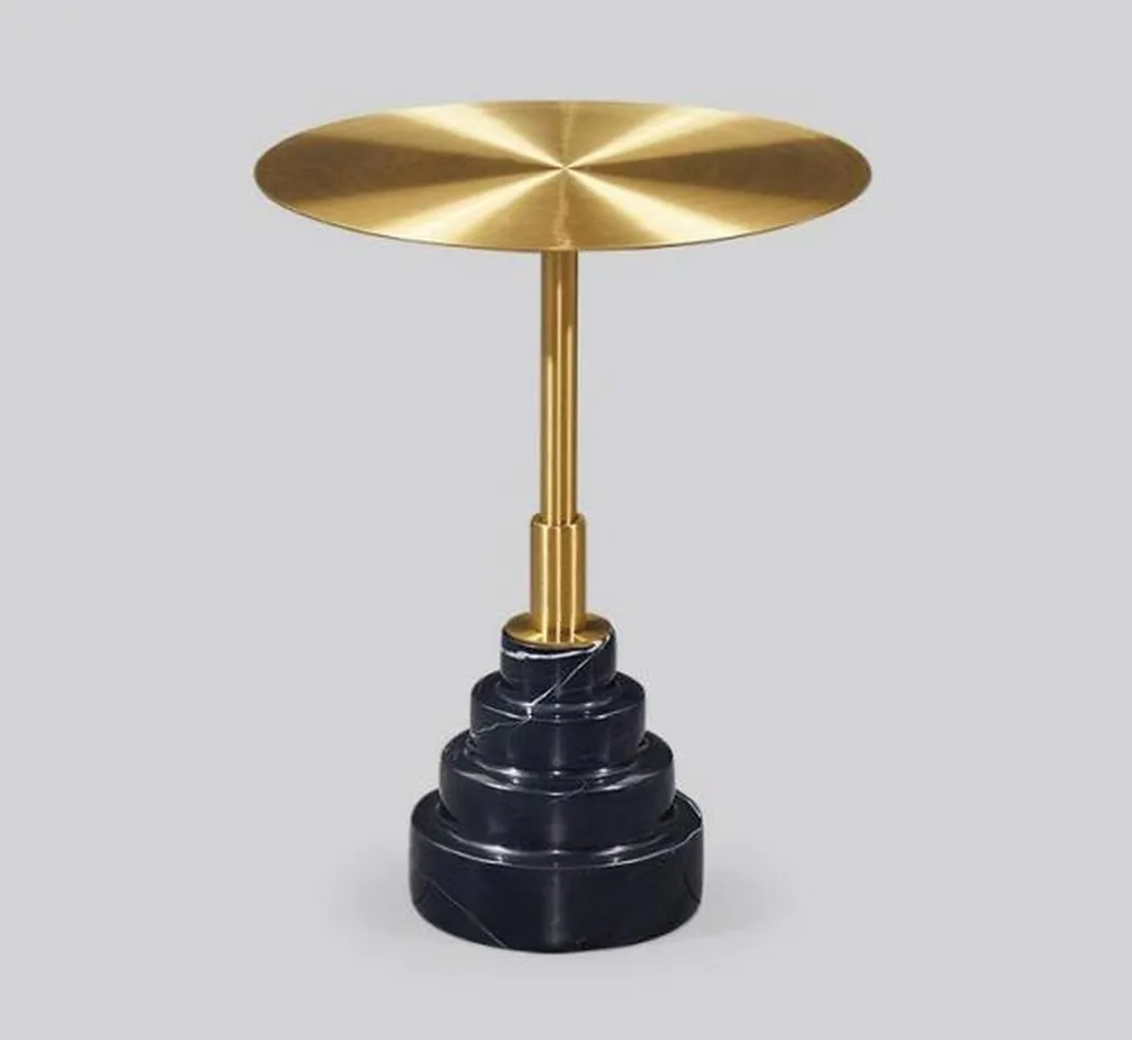 Petite table d'appoint dorée pour salon et chambre - Design Luxe Rond