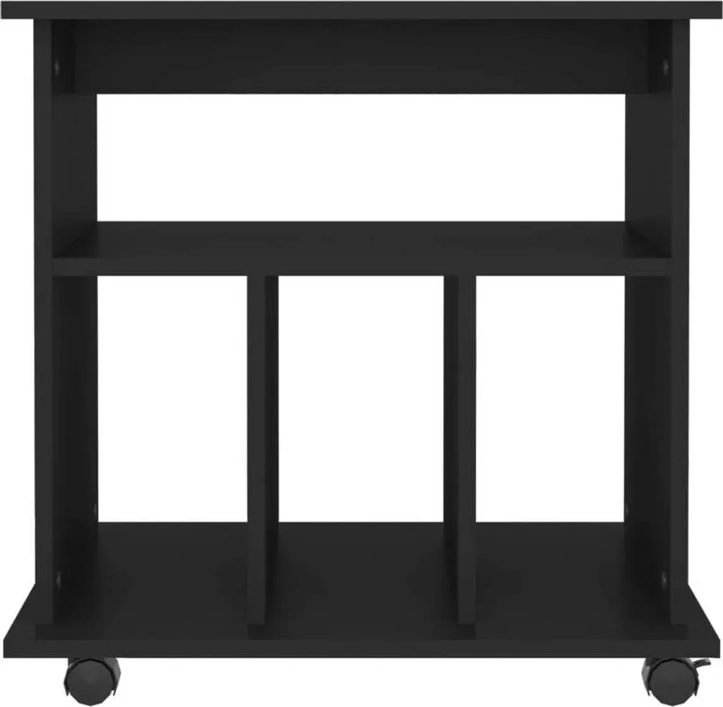 Meuble d'appoint à roulettes noir idéal pour bureau et support média
