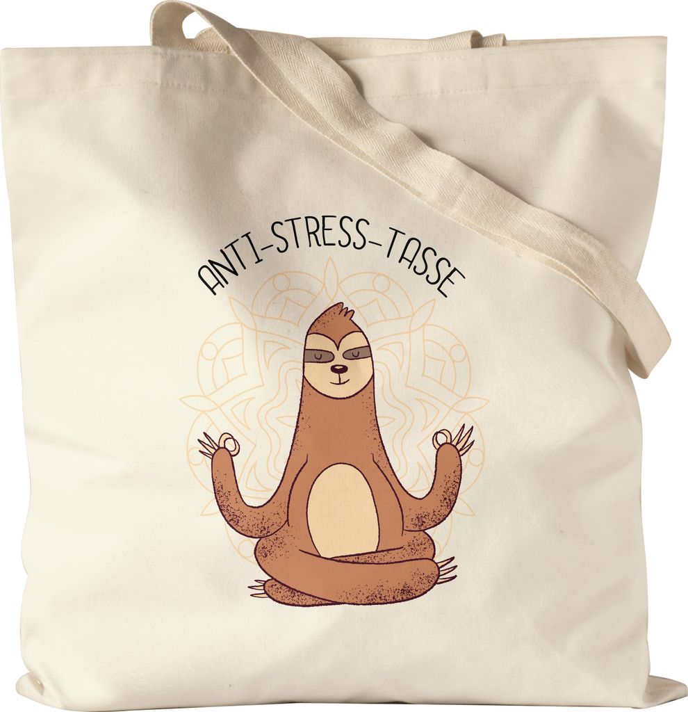 Anti-Stress Jutebeutel Stoffbeutel Canvas Meditation Lustig Produktbild 