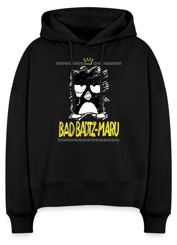 Spreadshirt Bad Badtz Maru Skizzen Stil Frauen Boxy Organic Hoodie, L, Schwarz
