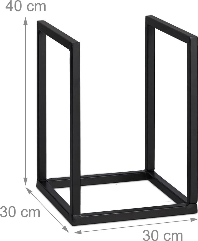 Support bûches robuste en métal noir mat - Rangement stable 40x30 cm - 3