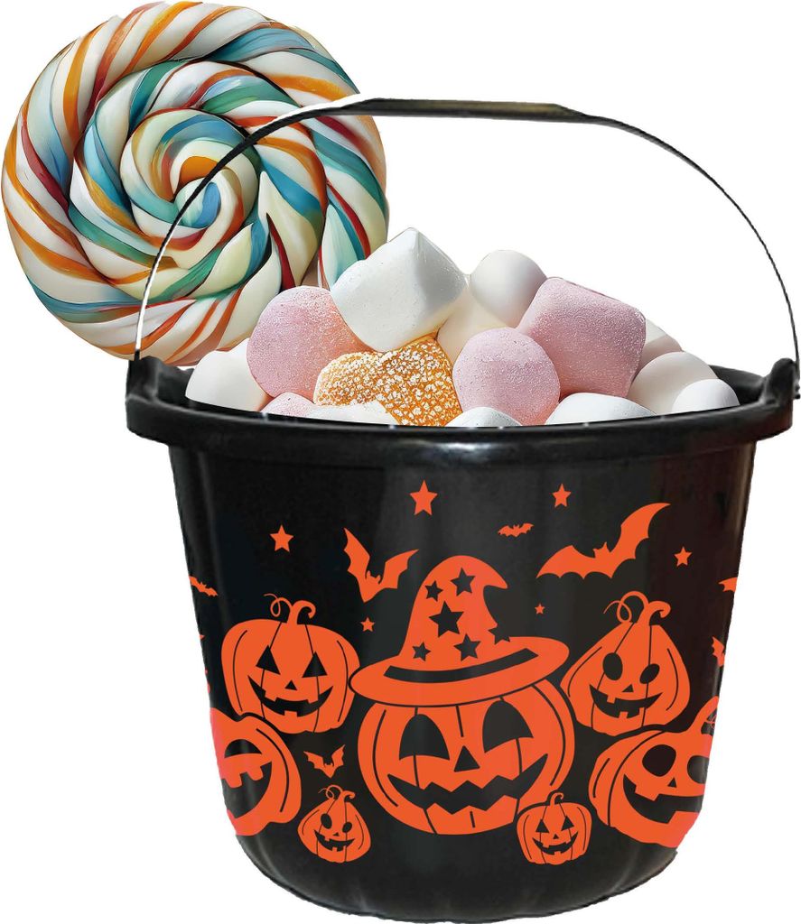 Halloween Kürbis Eimer Süssigkeiten Schale Grusel Party Dekoration Geschenk, Farbe: Schwarz