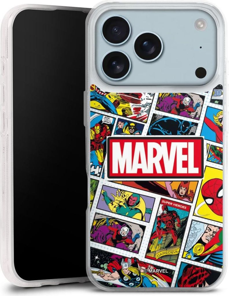 DeinDesign Handyhülle für Apple iPhone 17 Pro Silikon Hülle Case Smartphone Schutzhülle Comic Muster Marvel