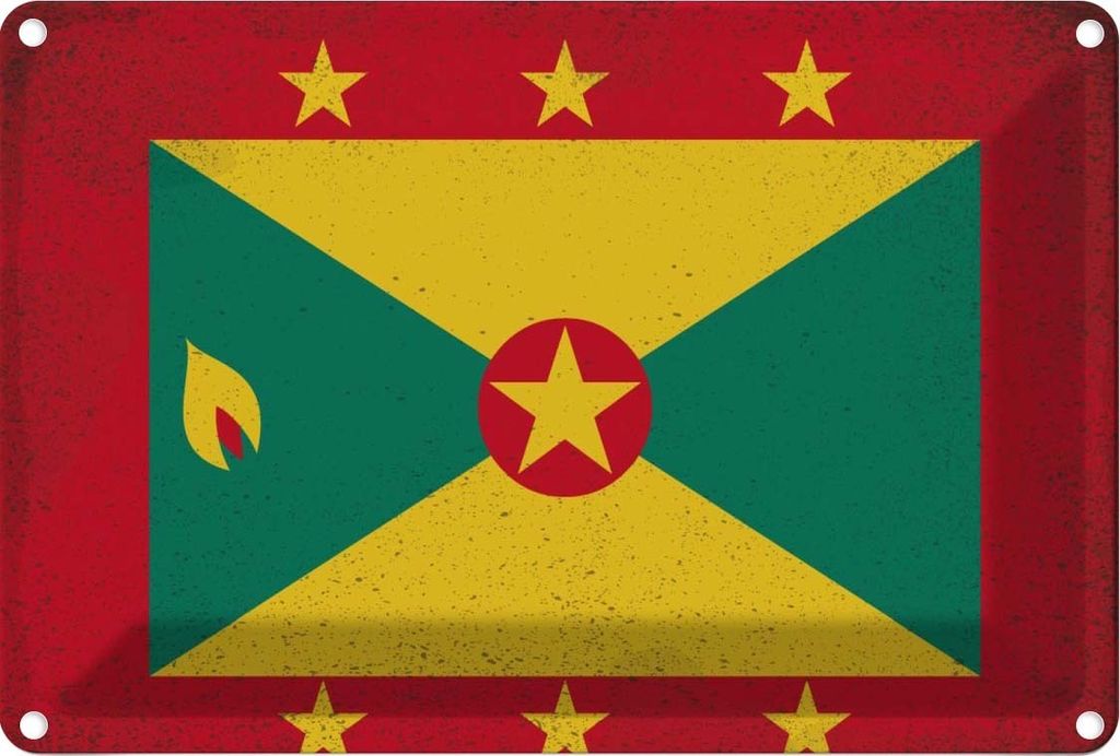vianmo Blechschild 12x18 cm Grenada Vintage Flagge Fahne Produktbild 