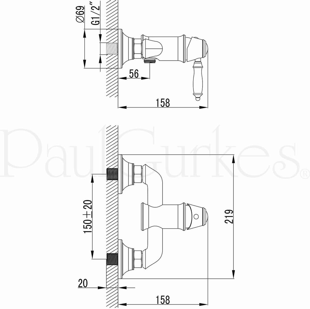 PaulGurkes Nostalgie Duscharmatur im Retro Design Einhandmischer schwarz Vintage
