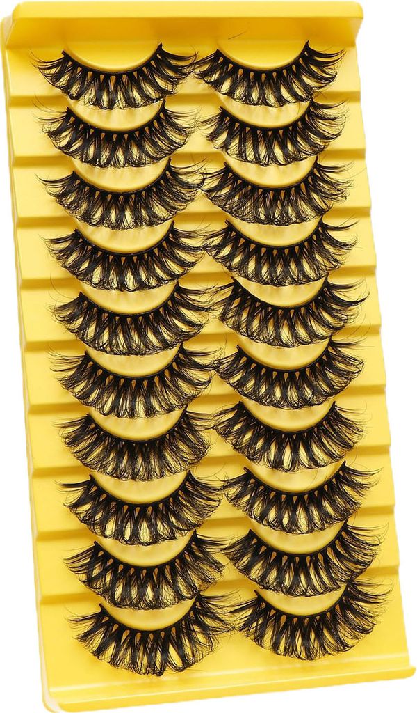 10 Paar falsche Wimpern, 3D-Effekt, realistisch, gewellt, russische Volumenwimpern, Make-up-Requisite für den Alltag