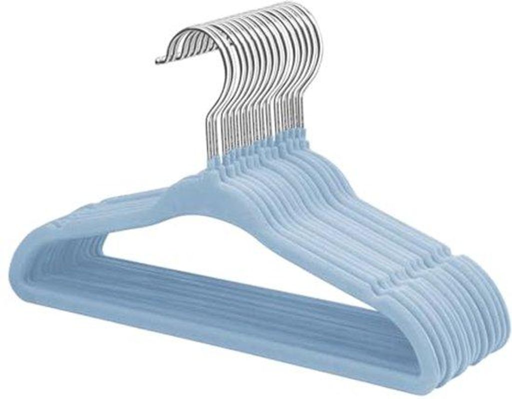 Ultiluxe Kinder Samtkleiderbügel – 15 Stück – Anti-Rutsch-Kleiderbügel für Kinder – 28 cm – 360° Draaibaar – Blau
