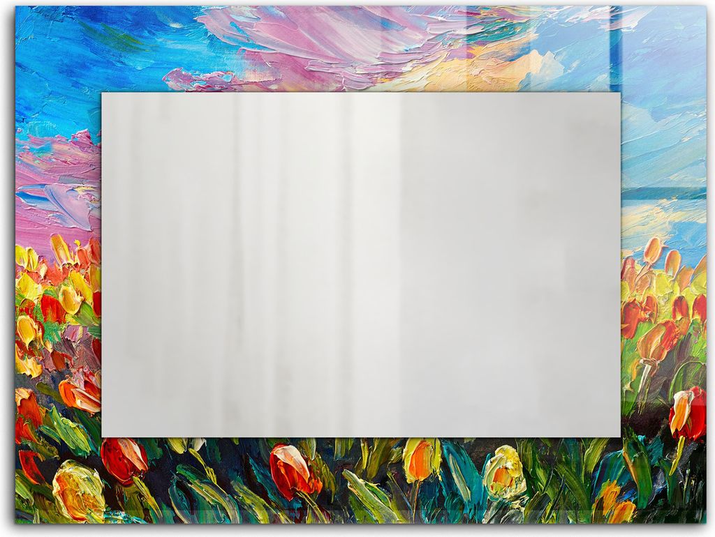 Tulpenfeld – Rechteckiger Spiegel mit Druck 80x60 cm – Modern - Dekorativ für die Wand